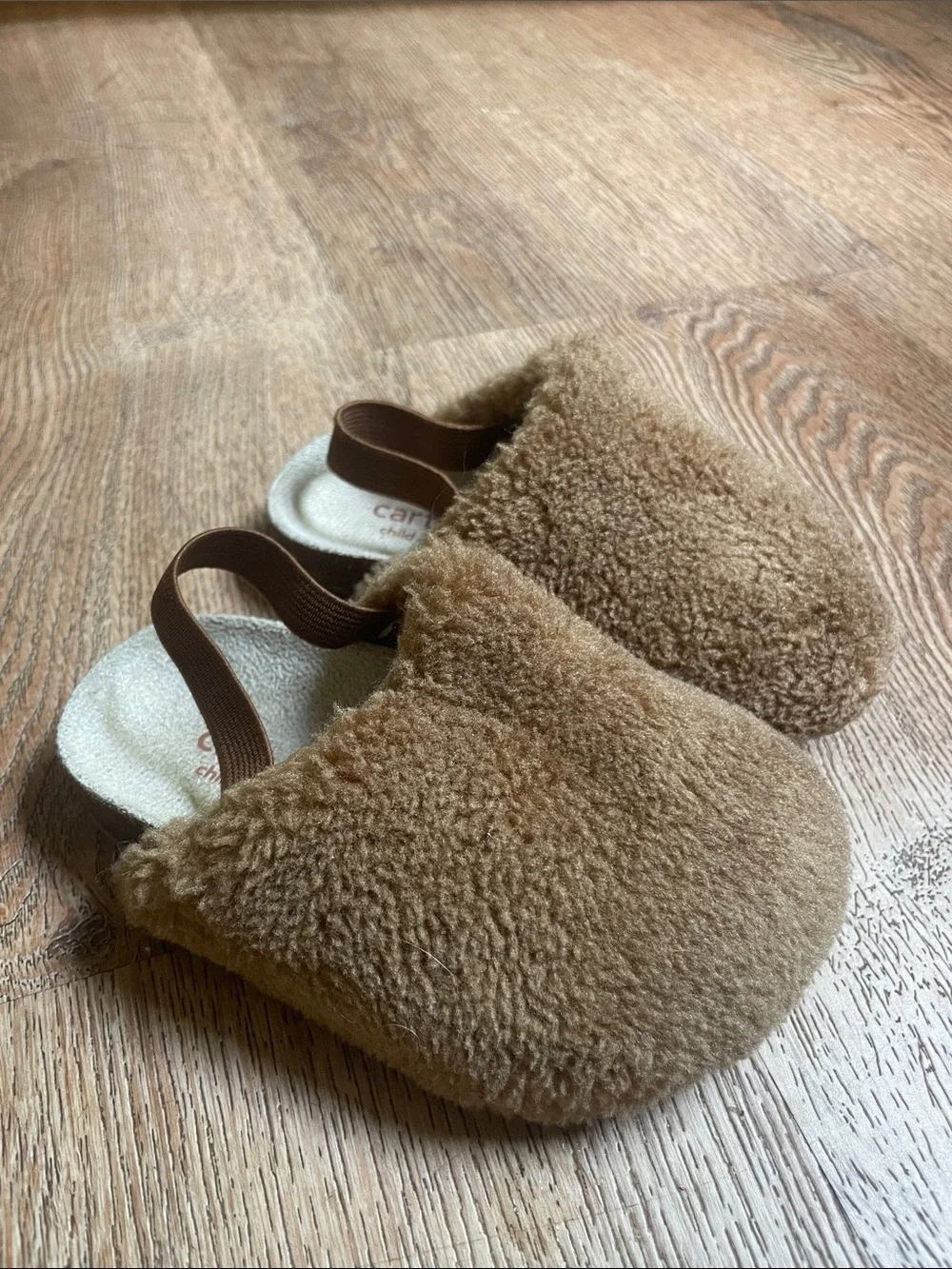 Carters Slipper Faux Shearling Elastic Strap 6-12M Cozy Footwear